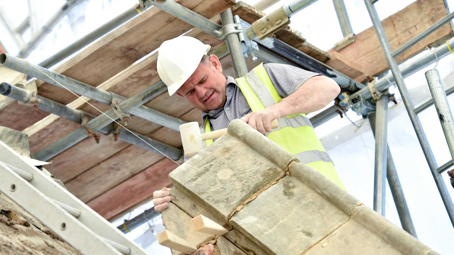 Construction Worker Restoring Greyfriars